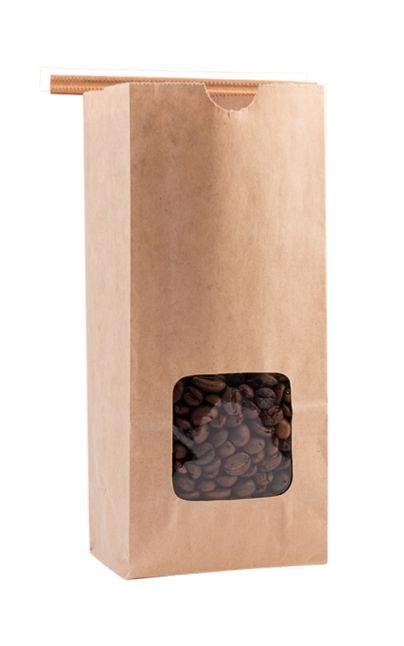 16oz Windowed Natural Kraft Paper Bags with Tin Ties & Poly Liner